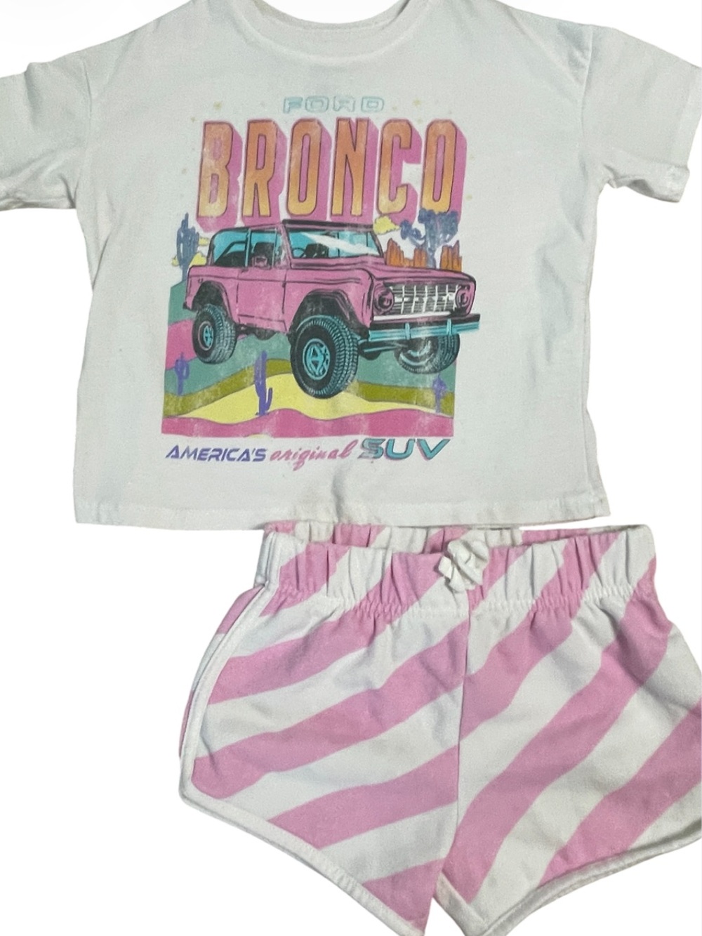 Ford White and Pink GirlsTerry Cloth Shorts And Top Set